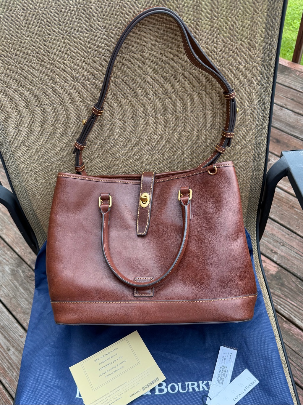 Dooney And Bourke Perry Satchel In Florentine Leather, Chestnut